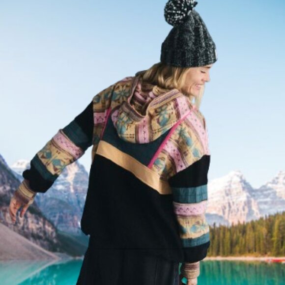 Free People To The Peak Quarter Zip Hot Pink Fairisle Combo NWT - FACTORY SEALED - Picture 4 of 11